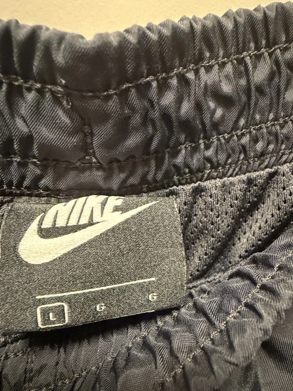 Nike Black Athletic Shorts with Neon Yellow Script and Lavender Drawstring - Picture 2 of 3